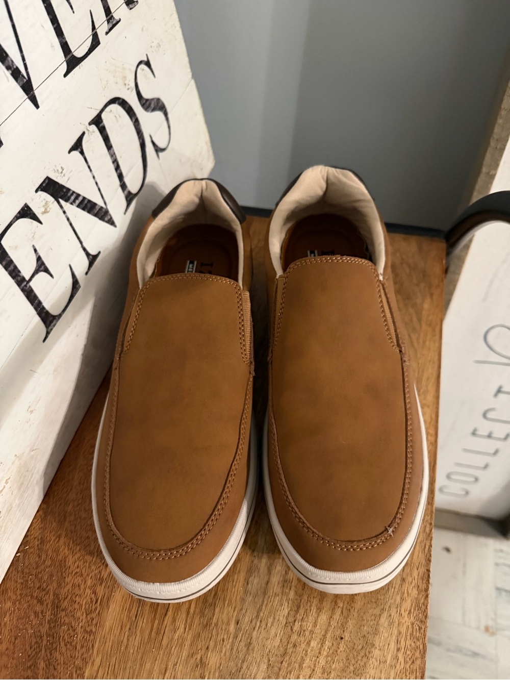 Izod Tan Slip-On Casual Loafers with White Sole